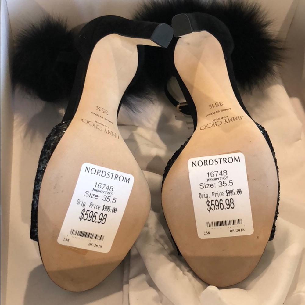 Jimmy Choo Suri Genuine Fox Fur Sandal Women 5.5 - Picture 8 of 8